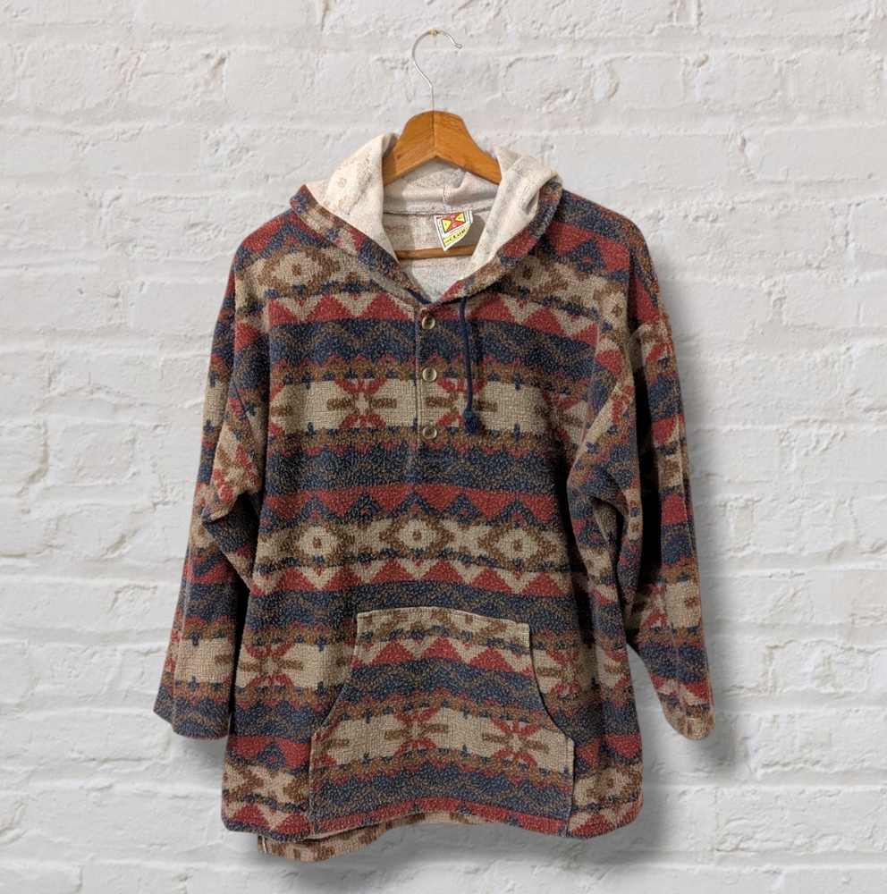 Men's Boho Fleece Pullover | JC Sport Club Western Indie Made in USA Size Large
